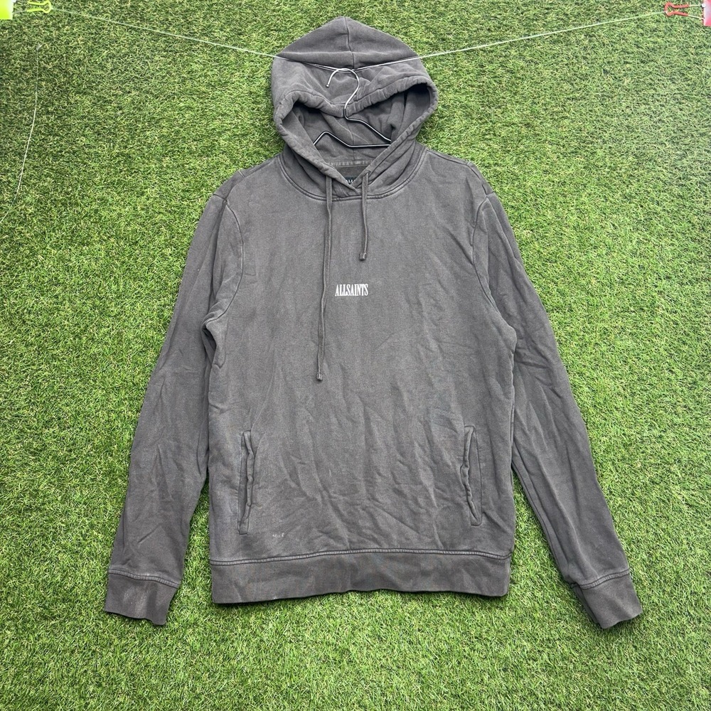 AllSaints Hoodie Mens Medium Mocha Brown Organic Cotton Pullover Sweatshirt